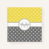 Monogram modern geel grijs pokaatvlek notitieboek (Voorkant)