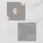 Monogram Modern GoldRose Square Visitekaartje (Voorkant / Achterkant)