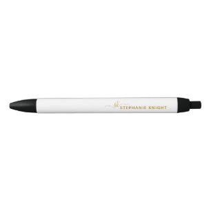 Monogram Modern Gouden Script Calligraphy Maatwerk Zwarte Inkt Pen
