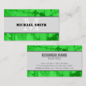 Monogram Modern Green Grunge Background Visitekaartje (Voorkant / Achterkant)
