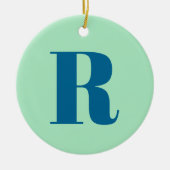 Monogram Modern Initiaal Letter Neo Mint Green Nav Keramisch Ornament (Voorkant)