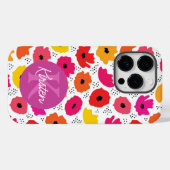 Monogram Modern Klaproos Bloempatroon Script Naam Case-Mate iPhone Case (Achterkant (horizontaal))