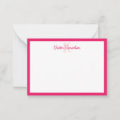 Monogram Modern Klaproos Bloempatroon Script Naam Notitiekaartje (Voorkant)