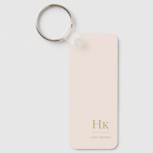 Monogram modern klassiek minimalistisch blush goud sleutelhanger (Voorkant)