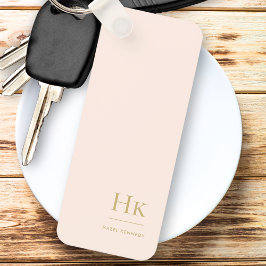 Monogram modern klassiek minimalistisch blush goud sleutelhanger