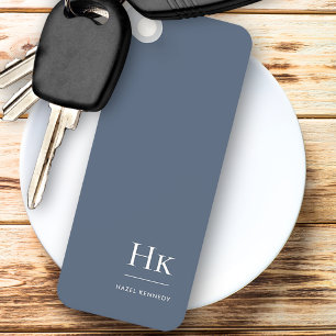 Monogram Modern Klassiek Minimalistisch Navy Blauw Sleutelhanger