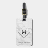 Monogram modern marmer bagagelabel (Voorkant verticaal)
