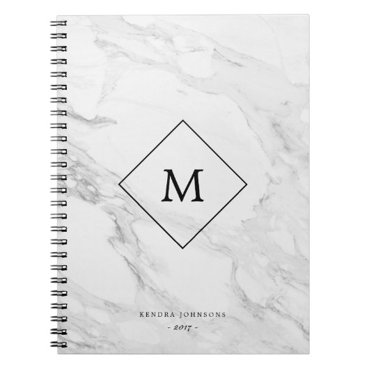 Monogram modern marmer notitieboek (Voorkant)