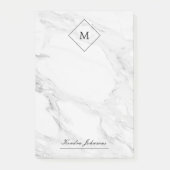 Monogram modern marmer post-it® notes (Voorkant)