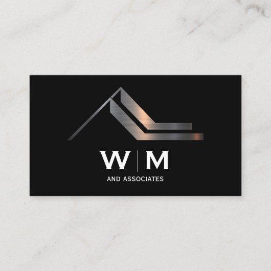 Monogram | Modern Metallic Vastgoedlogo Visitekaartje (Voorkant)