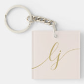 Monogram Modern Minimaal Elegant Blush Gold Script Sleutelhanger (Voorkant)