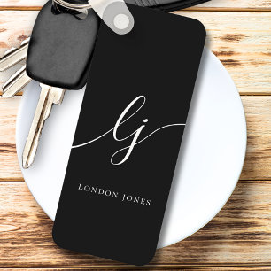 Monogram Modern Minimaal Elegant Zwart Wit Sleutelhanger