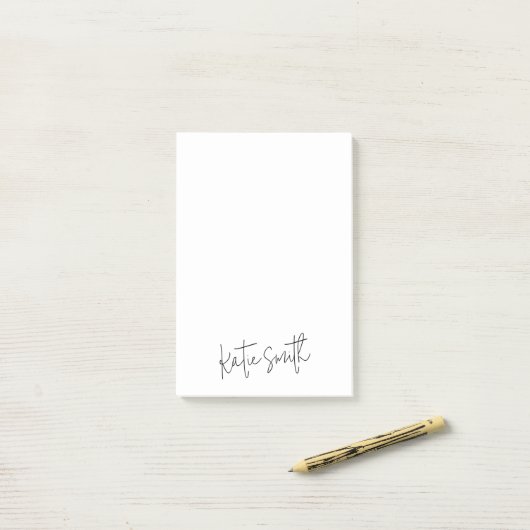 Monogram Modern minimaal handgeschreven script Post-it® Notes (Op bureau)