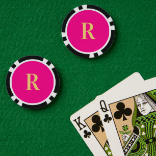Monogram Modern Minimaal Hot Pink Poker Chips