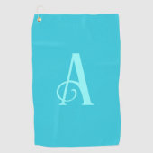 Monogram Modern Minimaal Teal Golfhanddoek (Voorkant)