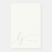 Monogram Modern Minimaal Vrouwelijk Roos Roze Ivoo Post-it® Notes (Voorkant)
