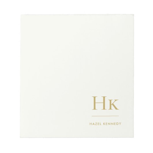 Monogram Modern Minimal Ivory Gold Monogrammed Notitieblok (Voorkant)