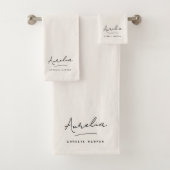 Monogram Modern Minimal Neutral Stijlvol Elegant Bad Handdoek (Insitu)