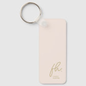 Monogram Modern Minimal Script Initialen Blush Gol Sleutelhanger (Voorkant)