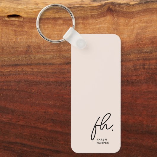 Monogram Modern Minimal Script Initialen Blush Pin Sleutelhanger (Voorkant)