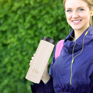 Monogram Modern Minimal Simple Classic Blush Gold Thermosbeker