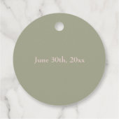 Monogram Modern Minimalist Green & Pink Wedding Bedankjes Labels (Achterkant)