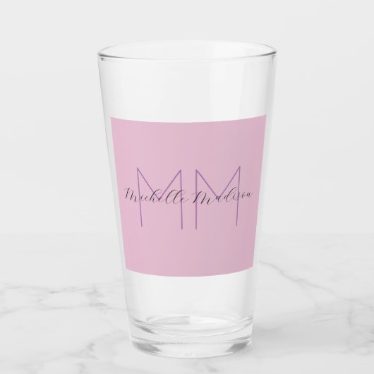 Monogram Modern Minimalist Name Initialen Glas (Voorkant)