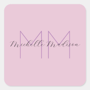 Monogram Modern Minimalist Name Initialen Vierkante Sticker