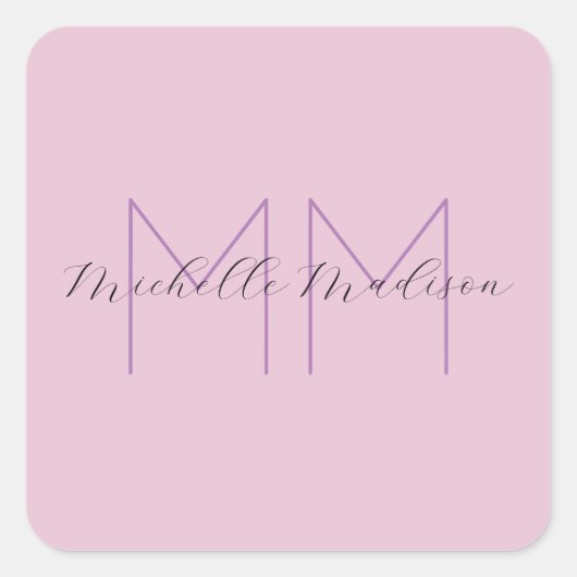 Monogram Modern Minimalist Name Initialen Vierkante Sticker (Voorkant)