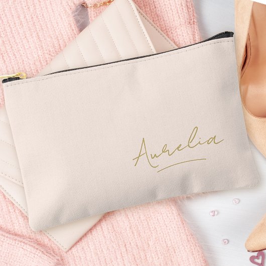 Monogram Modern Minimalistisch Blush Roze Goud Scr Etui