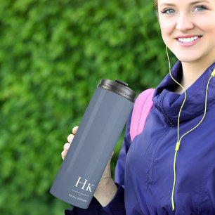 Monogram Modern Minimalistisch Elegant Navy Blau W Thermosbeker