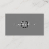 Monogram modern minimalistisch grijs monogram met visitekaartje (Voorkant)