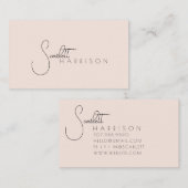 Monogram Modern Minimalistisch Professioneel Peach Visitekaartje (Voorkant / Achterkant)