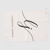 Monogram Modern Minimalistisch Script Naam Girly Golfhanddoek (Horizontaal)
