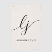 Monogram Modern Minimalistisch Script Naam Girly Golfhanddoek (Voorkant)
