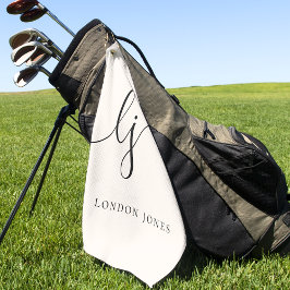Monogram Modern Minimalistisch Script Naam Girly Golfhanddoek