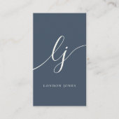 Monogram modern minimalistisch vrouwelijk marine i visitekaartje (Voorkant)