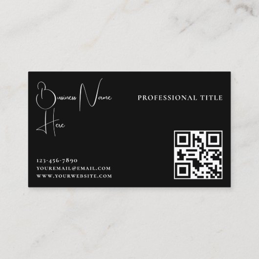 Monogram Modern Minimalistisch Vrouwelijk QR code Visitekaartje (Achterkant)