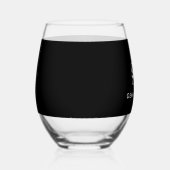 Monogram Modern Minimalistisch Wit Zwart Wijnglas Zonder Voet (Rechts)