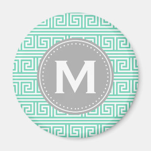 Monogram Modern Mint Grieks Zeer belangrijk Patroo Magneet