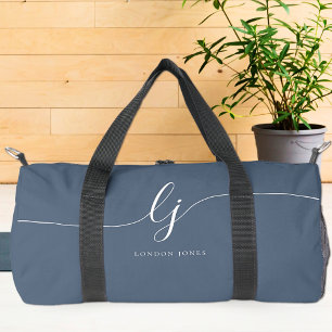 Monogram Modern Navy Blauw Wit Script Stijlvol Plunjezak