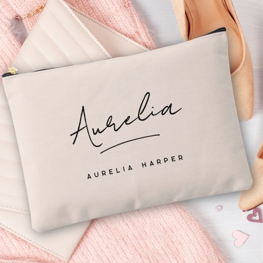 Monogram Modern Neutraal Minimalistisch Blush Roze Etui