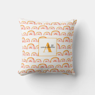 Monogram Modern Oranje Waterverf Regenboog Kussen