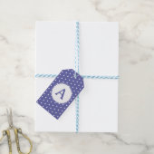 Monogram Modern Periwinkle Polka Dots Birthday Cadeaulabel (Met Touw)