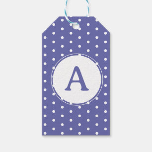 Monogram Modern Periwinkle Polka Dots Birthday Cadeaulabel