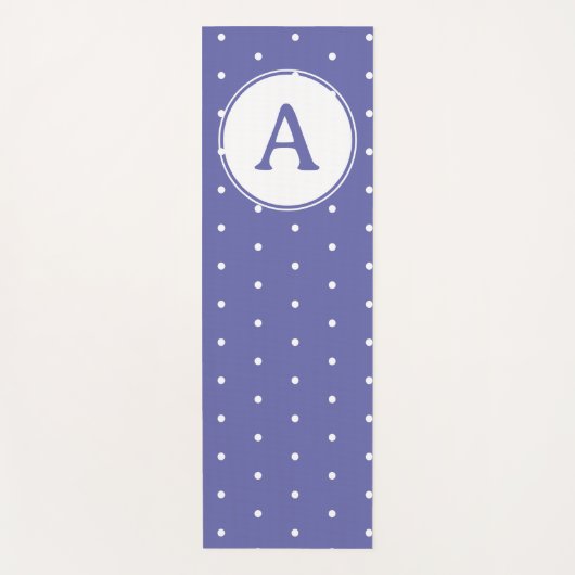 Monogram Modern Periwinkle White Polka Dots Yogamat (Voorkant)