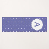 Monogram Modern Periwinkle White Polka Dots Yogamat (Voorkant (horizontaal))