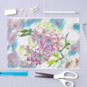 Monogram Modern Pink Cherry Blossom Waterverf Tissuepapier (Craft)