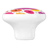 Monogram Modern Poppy Floral Patroon Script Naam Keramische Knop (Zijkant)