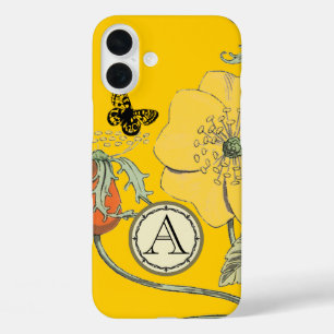 Monogram Modern Poppy Yellow Floral iPhone 16 Plus Hoesje